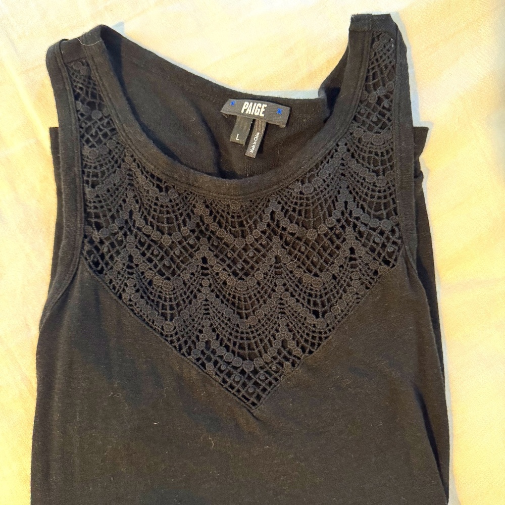 Paige black tank top with lace detail